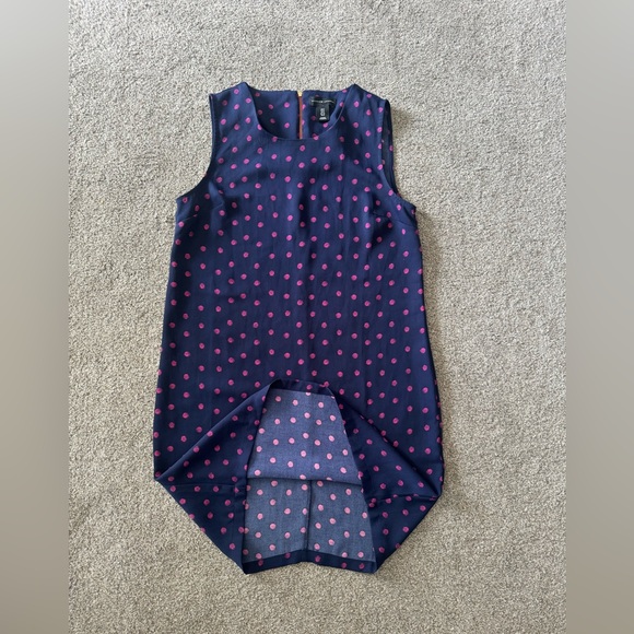 Adrienne Vittadini Dress Size 2 Navy & Pink Polka Dot Shift Sleeveless casual - Picture 7 of 12